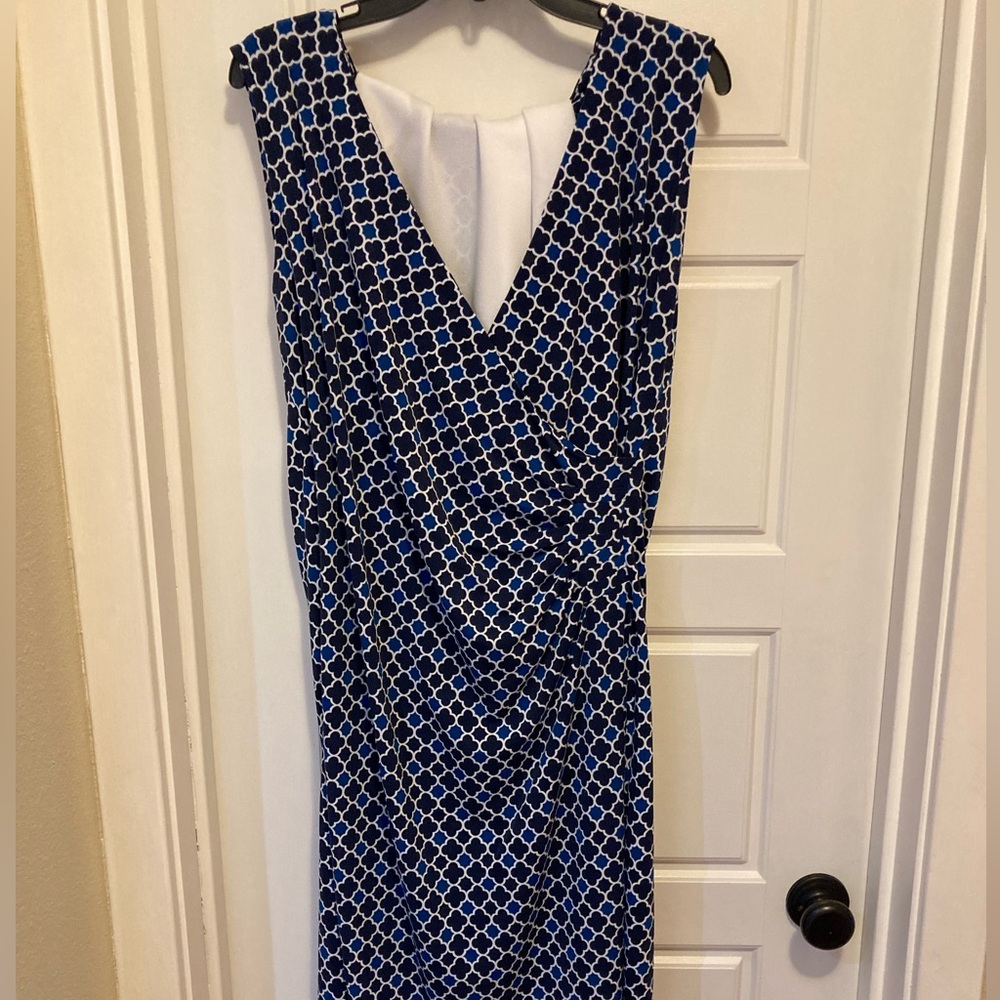 Charter Club Blue and White Patterned Sleeveless Dress